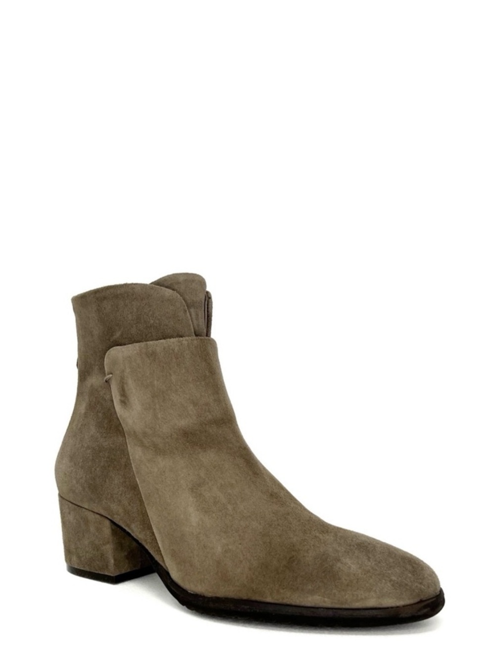 Sesto Meucci Foss Ankle Boot Fango Suede Zip Bootie Heel Size 10 Taupe Neutral